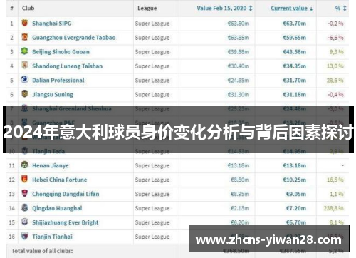 2024年意大利球员身价变化分析与背后因素探讨