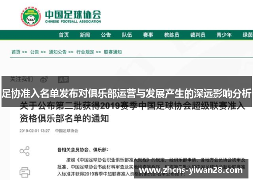 足协准入名单发布对俱乐部运营与发展产生的深远影响分析 足协准入名单发布对俱乐部运营与发展产生的深远影响分析